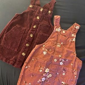 Plain one is size 2t, flower one is 3t